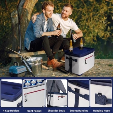 ADDIMOR Portable Insulated Cooler Bag with Cup Holders