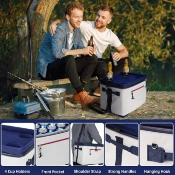 ADDIMOR Portable Insulated Cooler Bag with Cup Holders