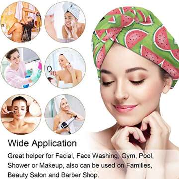 Watermelons Shower Cap for Women - Strong Water Absorption, Reusable Shower Caps