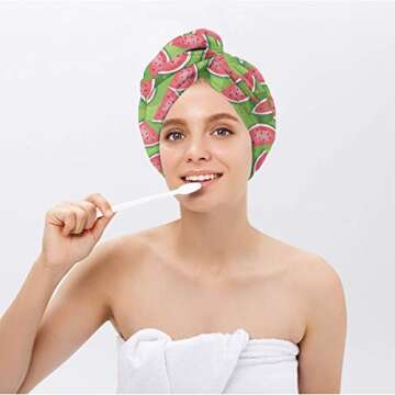 Watermelons Shower Cap for Women - Strong Water Absorption, Reusable Shower Caps