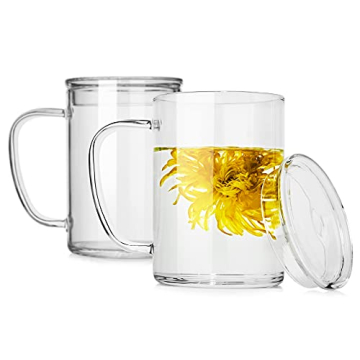 LUXU Glass Coffee Mugs Set of 2 - 27oz Versatile Beverage Glasses