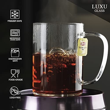 LUXU Glass Coffee Mugs Set of 2 - 27oz Versatile Beverage Glasses
