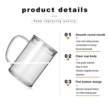 LUXU Glass Coffee Mugs Set of 2 - 27oz Versatile Beverage Glasses