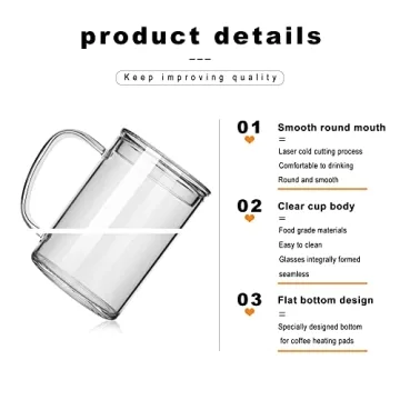 LUXU Glass Coffee Mugs Set of 2 - 27oz Versatile Beverage Glasses