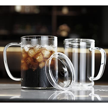 LUXU Glass Coffee Mugs Set of 2 - 27oz Versatile Beverage Glasses
