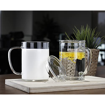 LUXU Glass Coffee Mugs Set of 2 - 27oz Versatile Beverage Glasses