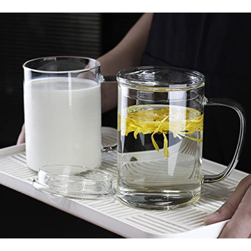 LUXU Glass Coffee Mugs Set of 2 - 27oz Versatile Beverage Glasses