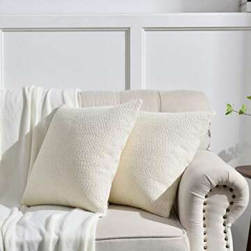 Rythome Set of 2 Cozy Fine Textured Throw Pillow Covers, Decorative Elegant Accent Pillow Cases for ...