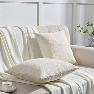 Rythome Cozy Throw Pillow Covers Set of 2 - 18" Ivory