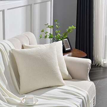 Rythome Cozy Throw Pillow Covers Set of 2 - 18" Ivory