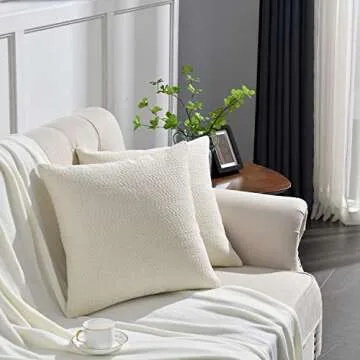 Rythome Cozy Throw Pillow Covers Set of 2 - 18" Ivory