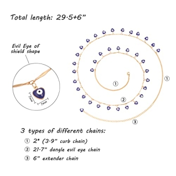 PEARLADA Dangle Evil Eye Belly Chain for Summer Style