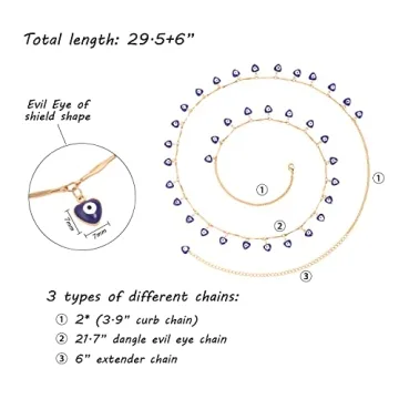 PEARLADA Dangle Evil Eye Belly Chain for Summer Style