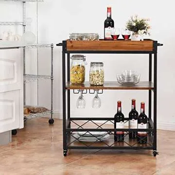 Giantex Industrial Bar Serving Cart - Mobile Kitchen Island