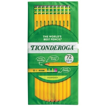 Ticonderoga Pre-Sharpened Wood-Cased Pencils 72 Count
