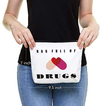 Fokongna Funny Pill Medicine Drug Bag Pill Zipper Pouch Bags | Full of Drugs Pill Case Organizer Mak...