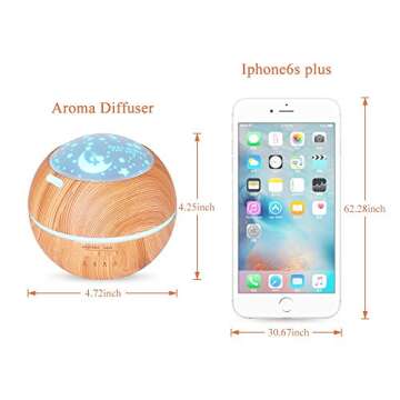 TOMNEW 150ML Aromatherapy Diffuser Ultrasonic Essential Oil Diffuser Kids Room Fragrance Mini Aroma Humidifier Wood Grain Waterless Auto Shut-Off and 7 Color LED Lights Changing for Home Baby (Brown)