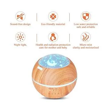 TOMNEW 150ML Aromatherapy Diffuser Ultrasonic Essential Oil Diffuser Kids Room Fragrance Mini Aroma Humidifier Wood Grain Waterless Auto Shut-Off and 7 Color LED Lights Changing for Home Baby (Brown)