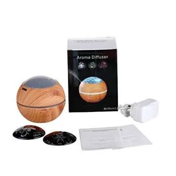 TOMNEW 150ML Aromatherapy Diffuser Ultrasonic Essential Oil Diffuser Kids Room Fragrance Mini Aroma Humidifier Wood Grain Waterless Auto Shut-Off and 7 Color LED Lights Changing for Home Baby (Brown)