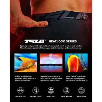 TSLA Men's Thermal Compression Pants, Athletic Sports Leggings & Running Tights, Wintergear Base Layer Bottoms, Thermal Black, X-Large