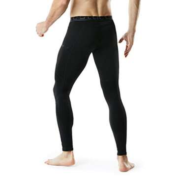 TSLA Men's Thermal Compression Pants, Athletic Sports Leggings & Running Tights, Wintergear Base Layer Bottoms, Thermal Black, X-Large