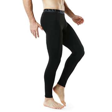 TSLA Men's Thermal Compression Pants, Athletic Sports Leggings & Running Tights, Wintergear Base Layer Bottoms, Thermal Black, X-Large