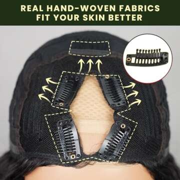 MEGALOOK 26 Inch V Part Wig Human Hair 12A Deep Curly Wig Human Hair Glueless U Part Human Hair wig 200% Density Beginner Friendly No Sew In No Glue Half Wigs For Women