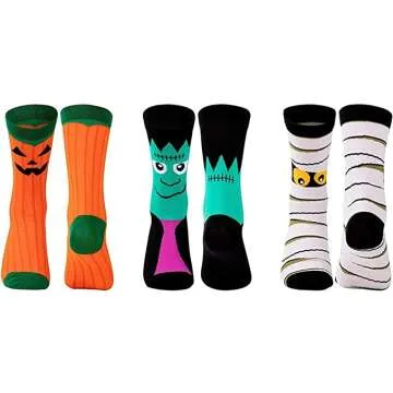 Halloween Novelty Crew Socks - 3 Pairs for Fun