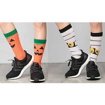Halloween Novelty Crew Socks - 3 Pairs for Fun