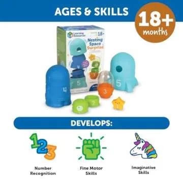 Learning Resources Nesting Space Surprise, 9 Pieces, Ages 18 Months+, Preschool Learning Activities, Toddler Learning Toys, Montessori Toys