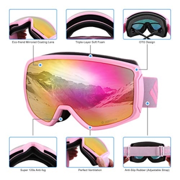 SH HORVATH Ski Snowboard OTG Goggles with Anti-Fog HD Lens