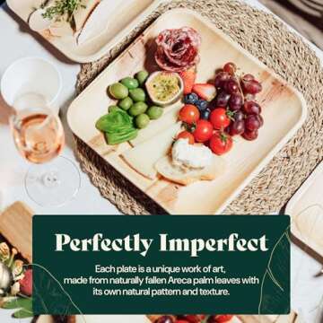 Chic Leaf Palm Leaf Plates Disposable Inch Square Pack Compostable Biodegradable & Eco Friendly Plates,Microwave Safe Disposable (1, 10'' (Pack of 50))