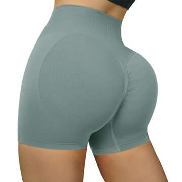 SUUKSESS Women Seamless Booty Shorts Scrunch Butt Lifting High Waisted Workout Shorts (3" Light Green, S)