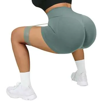 SUUKSESS Women Seamless Booty Shorts Scrunch Butt Lifting High Waisted Workout Shorts (3" Light Green, S)