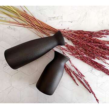 MINIKLE Black Ceramic Vase Set of 2 for Home Decor, Modern Decorative Vase for Pampas Grass, Dried F...