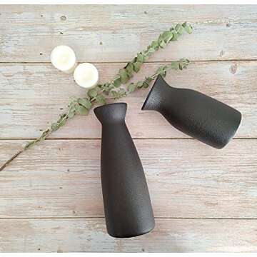 MINIKLE Black Ceramic Vase Set of 2 for Home Decor, Modern Decorative Vase for Pampas Grass, Dried Flowers, and Bud