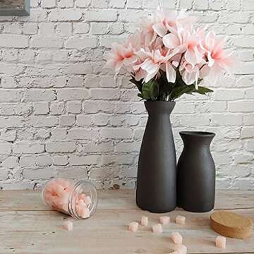 MINIKLE Black Ceramic Vase Set of 2 for Home Decor, Modern Decorative Vase for Pampas Grass, Dried Flowers, and Bud