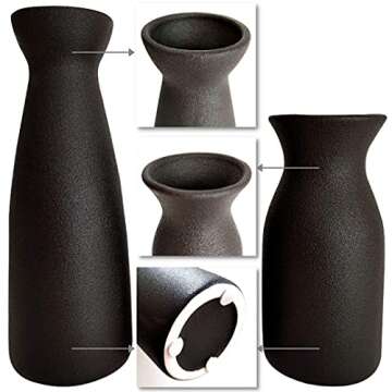 MINIKLE Black Ceramic Vase Set of 2 for Home Decor, Modern Decorative Vase for Pampas Grass, Dried Flowers, and Bud