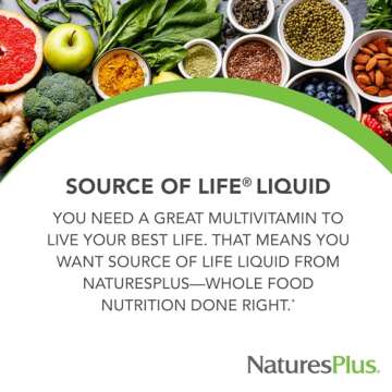 Natures Plus Source of Life Liquid, Tropical Fruit - 30 fl oz - Multivitamin & Mineral Supplement - Gluten Free, Vegetarian - 30 Servings