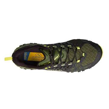La Sportiva Mens Bushido II Trail Running Shoe, Olive/Neon, 10.5