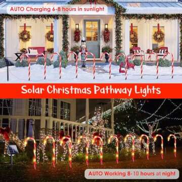 EEW 20 Pack Solar Christmas Candy Cane Lights, Christmas Decorations Outdoor Waterproof, Christmas Pathway Lights with 8 Lighting Modes & Memory Function for Party Garden Lawn Yard Patio Decor
