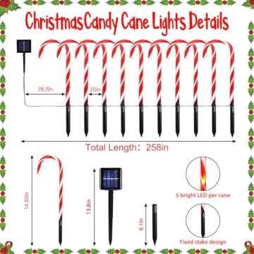 EEW 20 Pack Solar Christmas Candy Cane Lights, Christmas Decorations Outdoor Waterproof, Christmas Pathway Lights with 8 Lighting Modes & Memory Function for Party Garden Lawn Yard Patio Decor