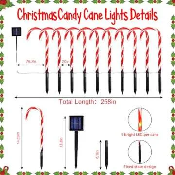 Solar Christmas Candy Cane Lights for Festive Outdoor Decor