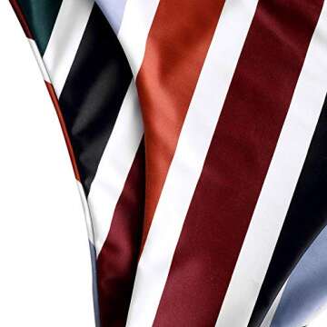 ZAFUL Women's Spaghetti Strap Tie Knot Front Stripe Print Stripe Swimsuit High Waist Solid Two-Piece Bikini Sets (Multi, S)