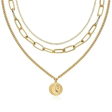 ACC PLANET Gold Layered Necklaces for Women - Elegant Coin Pendant Jewelry