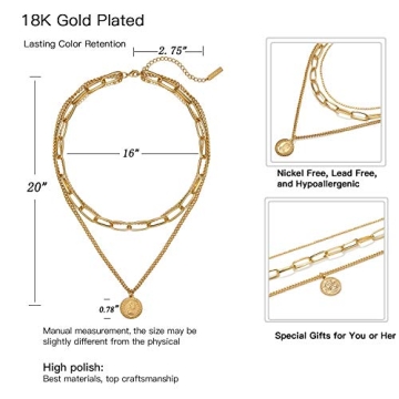 Layered Gold Necklaces for Women - 18K Gold Plated Jewelry