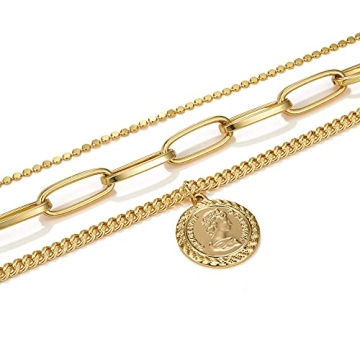 Layered Gold Necklaces for Women - 18K Gold Plated Jewelry