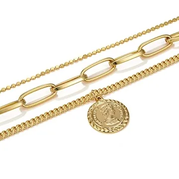 Layered Gold Necklaces for Women - 18K Gold Plated Jewelry
