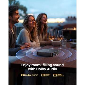 Dangbei Atom Laser Projector, 1200 ISO Lumens, 3D Ready, Official Netflix, 1080p HD with 4K HDR Input, 180" Display, HDR10, 2x5W Dolby Audio Speakers, Home Theater Projector with WiFi and Bluetooth