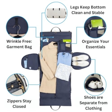 Kendall Country Carry On Bag for Women - Premium Convertible Garment Duffel for Travel, Great as a Garment Bag for Suits and Dresses, with Shoe Pocket and Cute Shoulder Strap